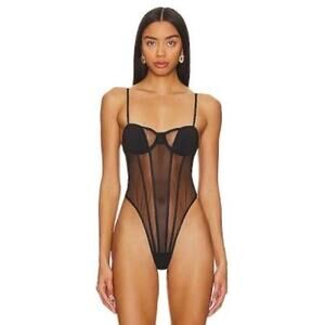 CLYQUE x Revolve Thong Bodysuit Backless in Black Size Medium